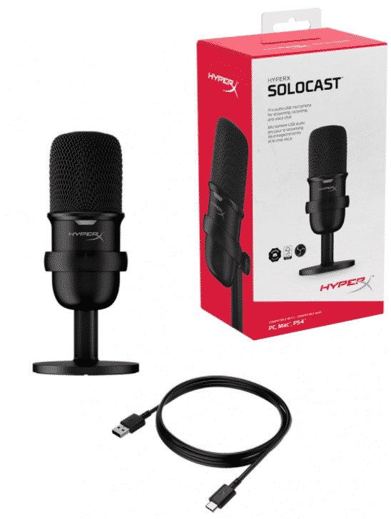 MICROFONO PARA STREAMING HYPERX SOLOCAST USB HMIS1X-XX-BK/G CONSOLA / PC / MAC