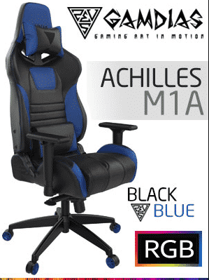 SILLA PARA GAMING GAMDIAS ACHILLES M1A COLOR AZUL MAX200KG RECLINABLE CON RGB