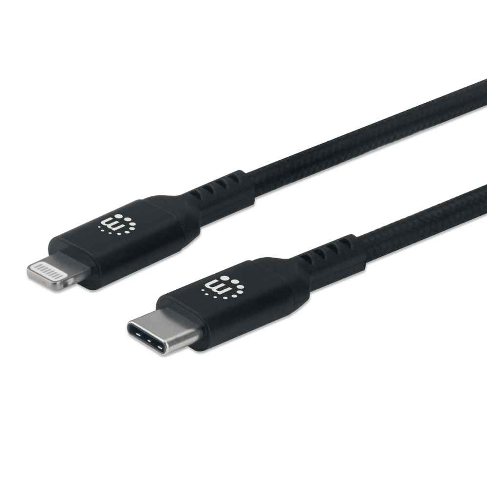 Cable  Manhattan Usb-c A Lightning 0.5m Negro Carga Y Sincroniza 394192