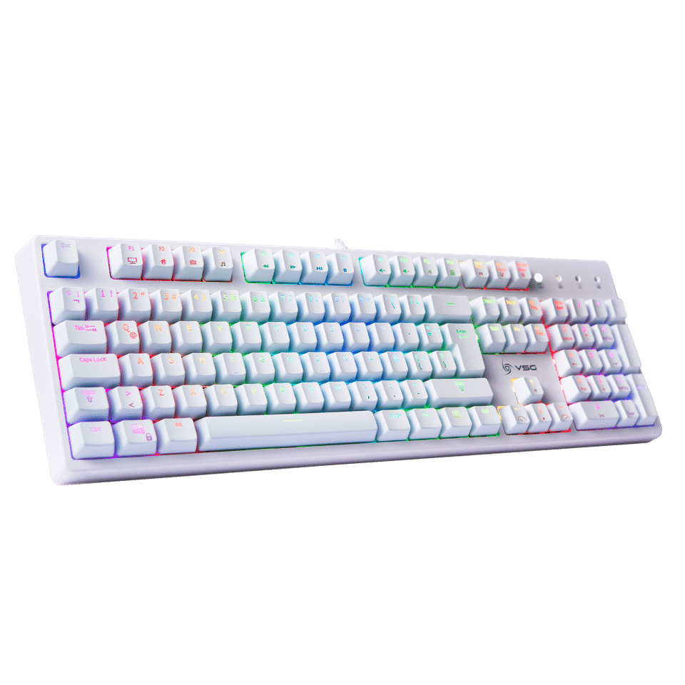 TECLADO MECANICO PARA GAMING VSG ALNILAM KAILH RED VG-KM983-WHT-RED, BLANCO