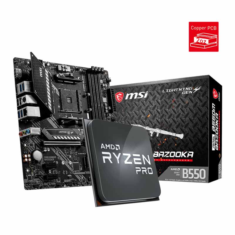Set     AMD Ryzen 7 Pro 4750g +tarjeta Madre MSI Mag B550m Bazooka AM4