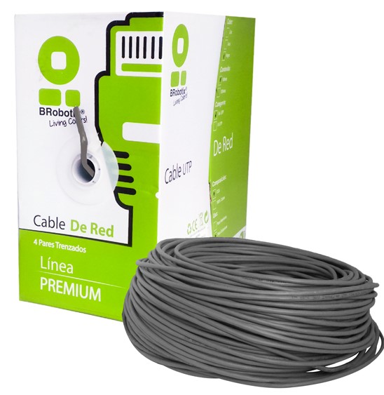 Bobina BROBOTIX 400052G - 100 m, Gris, Interior, CAT5e, CCA