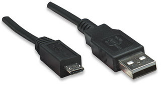 Cable USB micro B - Micro USB MANHATTAN - 0, 5 m, USB A, Micro-USB B, Macho/Macho, Negro
