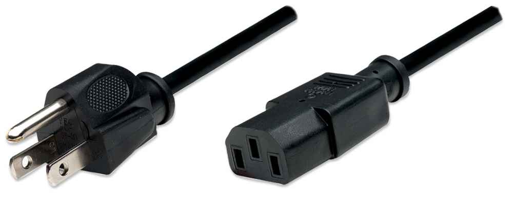 Cable de corriente MANHATTAN - Macho/Macho, 1, 8 m, Negro, 10