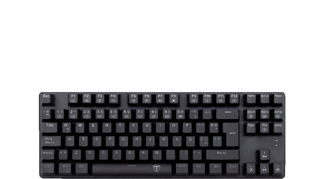 [Dim-T-TGK313-BL-SP] Teclado  Mecánico T-dagger Bora Negro TKL Con Interruptores Mecánicos Blue Switch Y Luz Rainbow