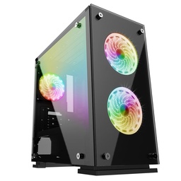 [7502266677796-G] Gabinete  Game Factor Micro Atx, 3 Vent 120mm Rgb, Cristal S/fte Csg550