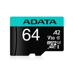 [MEMDAT6100] Micro                                                                                                                                                                                                            Secure Digital Premier A2  Adata Uhs-i 64gb - 64 Gb, Negro, Uhs-i Class 10