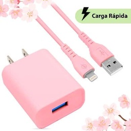 [ACCRBT7240] Combo                                                                                                                                                                                                                                                                                                                                                                                                                               Carga RÁpida: Cargador Usb V3.0 + Cable Lightning. Rosa (6001363) - Brobotix