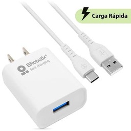 [ACCRBT7250] Combo                                                                                                                                                                                                                                                                                                                                                                                                                                  Carga RÁpida: Cargador Usb V3.0 + Cable Usb Tipo "c". Blanco (6001318) - Brobotix