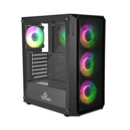 [dim-YCM-APLAN-ob] Gabinete                       Yeyian Lancer 4 Vent/atx/media Torre/mesh/crist Tem Lat/negro (openbox Para Ensamble)