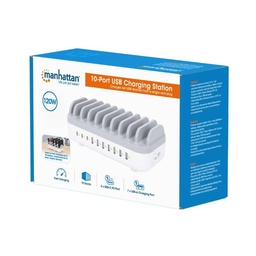 [766623180856-M] Estacion                                                                                                                          De Carga Usb P/10 Dispositivos 120w Manhattan 180856