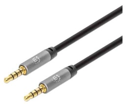 [CABITL4810] Cable                                                                                                                                                                                                                                      Auxiliar De Audio Estéreo De 3.5 Mm Manhattan 356008 - 3 M, Macho / Macho, Negro/plata, Auxiliar