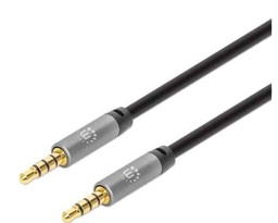 [CABITL4820] 356015                                                                                                                                                                                                                                     Cable Auxiliar De Audio Estéreo - Dos Conectores Macho De 3.5 Mm, 5m, Contactos Chapados En Oro, Diseño Delgado, Negro/plata.