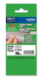 [CARBRT1420] Etiqueta                                                                                                                                                                                                                              Blanca Continua Laminada De Seguridad Brother Tzese4 - De 18 Mm De Ancho X 8 Mts De Largo. Impresión En Negro.