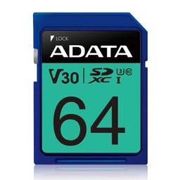 [MEMDAT4090] Memoria                                                                                                                                                                                         Sd Adata Premier Pro V30 - 64 Gb, 100 Mb/s, 80 Mb/s, Azul, Clase 10