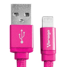 [7502266674153-V-1] CABLE VORAGO CAB-119 ROSA USB-APPLE LIGHTNING 1 METRO ROSA BOLSA