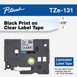 [TZE-131] Cinta Brother Tze131 Negro Sobre Transparente Laminada 1.2 Cm X 8 M D