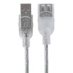 [766623340496-M] Cable  Extension Manhattan Usb V2.0 M H 3.0m Plateado 480 Mbps 340496