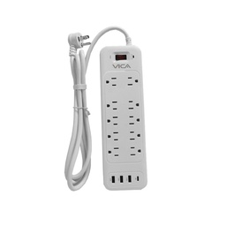 [CENTRO-DE-CARGA-9P] Supresor De Picos Vica C/ 10 Tomas,3 Ptos Usb-a,y 1 Pto Usb-c (ex 9p)