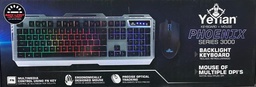 [Dim-31149] KIT TECLADO Y MOUSE YEYIAN GAMING LED YKP-20706 PHOENIX 3000, USB