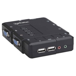 [766623151269-M] Mux  Kvm Mini Usb 4:1 Manhattan Con Cables + Audio 151269