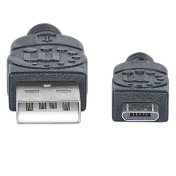 [766623307161-M] Cable  Usb Manhattan V2 A-micro B  Pvc 1.0m Negro 307161