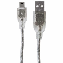[766623333412-M] Cable  Usb V2.0 Manhattan A-mini B  1.8m Plata  333412