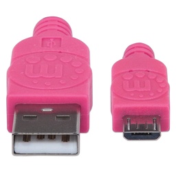 [766623394048-M] Cable  Manhattan Usb V2 A-micro B 1m Textil Rosa/morado Blister 394048