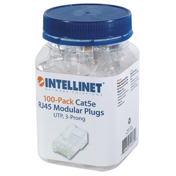 [766623502399-I] Plug  Rj45 Cat5e Solido Utp Bote 100pzas Oro15-micras Intellinet 502399