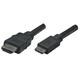 [CABITL1295] Cable Mini HDMI a HDMI MANHATTAN 304955 - 1, 8 m, Mini-HDMI, Mini-HDMI, Macho/Macho, Negro